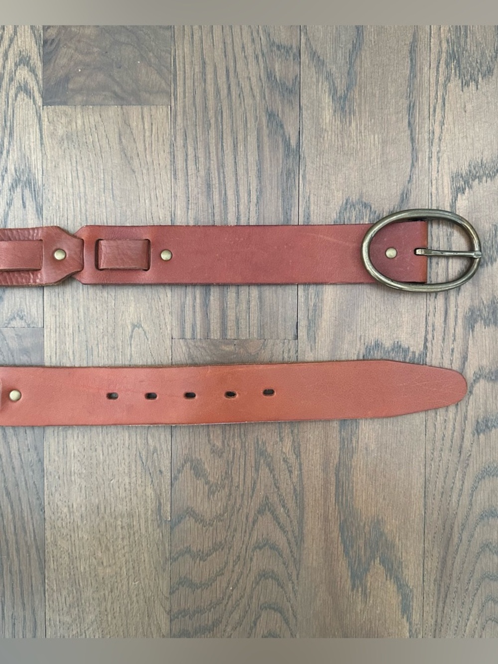Vintage Talbots Interlocked Leather Belt Stud Detail Camel Brown, Brass Small